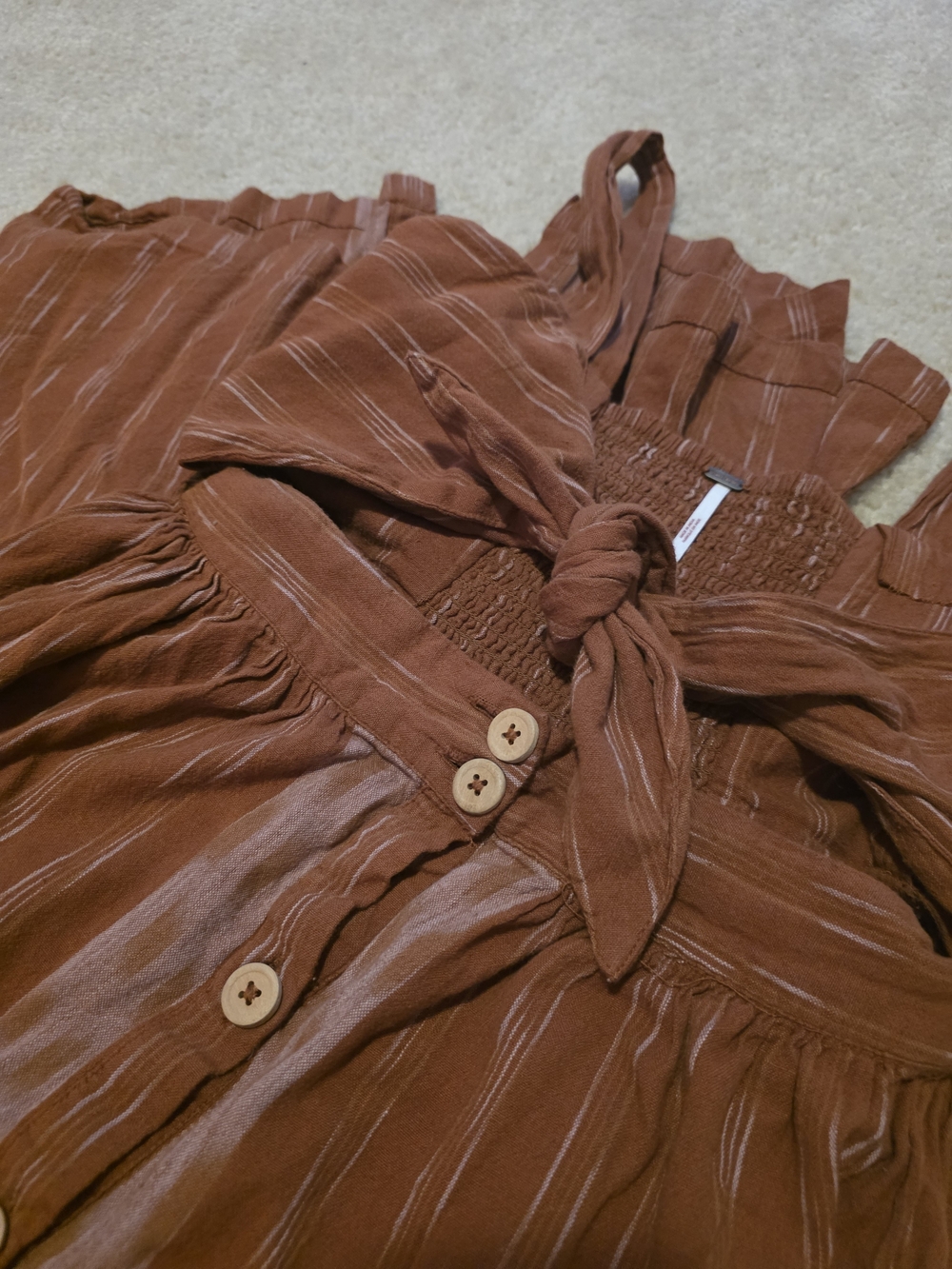 FREE PEOPLE Rust Stripe Tie-Front Jumpsuit - Picture 2 of 3